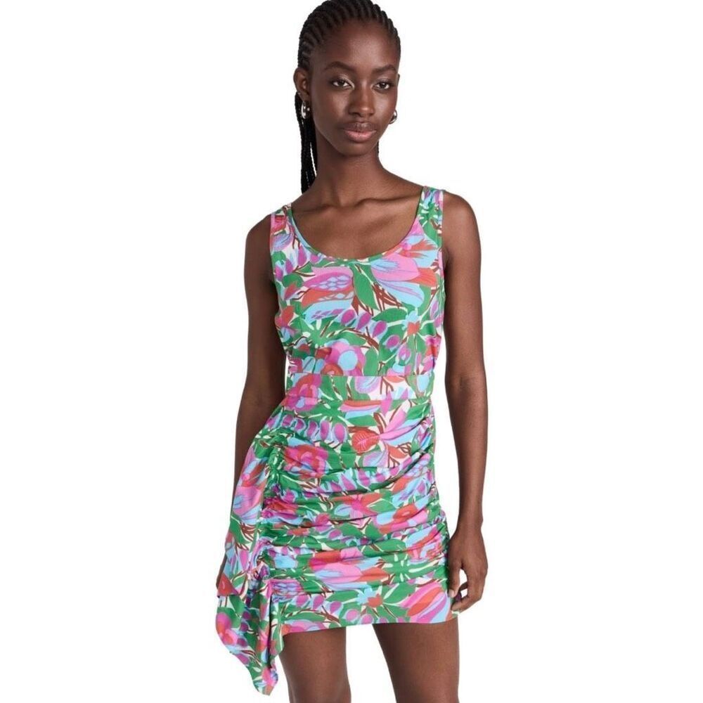 Rhode Tilda Dress 6 Floral Ruched Mini Organic Cotton Sleeveless Summer Resort
